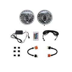 Redline Lumtronix Headlight Halogen LED Halo Multi-Color Black Illusion Pair 1969 Mustang