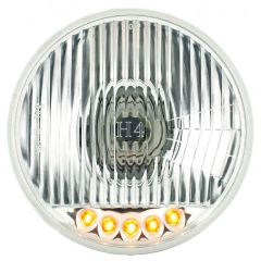 Crystal Halogen Headlight 5-3/4" With H4 Bulbs And Aux LED 1969 Mustang