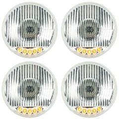 Crystal Halogen Headlight Kit 5-3/4" With H4 Bulbs And Aux LED 1969 Mustang