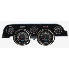 New Vintage USA Black Instrument Bezel Kit With Aviator Series Gauges And Electronic MPH Speedo Mustang 1967-1968