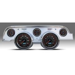 New Vintage USA Instrument Bezel Aluminum Kit With Red CFR Series Gauges/ Electric Speedometer Mustang 1967-1968
