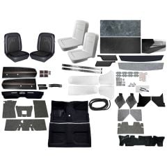 Premium Deluxe Interior Kit with TMI Deluxe Upholstery and Cut Pile Carpet Black Coupe 1968 Mustang
