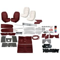 Premium Deluxe Interior Kit with TMI Sport II Upholstery and Standard Carpet with Mass Back Red Convertible 1967 Mustang
