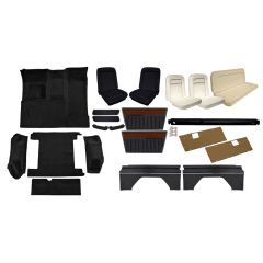 Interior Kit With Full Floor Cut Pile Mass Back Carpet And Deluxe Door Panels With Woodgrain Inserts Black Bronco 1977