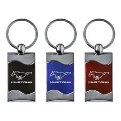 Keychain Mustang Wave With Running Pony Logo