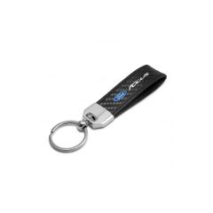 Keychain Metal/Carbon Fiber/Leather Black With Focus Logo/Black Stitching