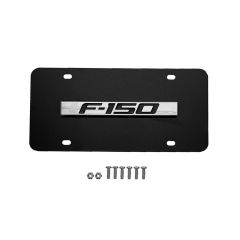 License Plate Chrome On Black With F-150 Logo