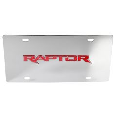 License Plate Stainless Steel With Red 3D F-150 Raptor Logo