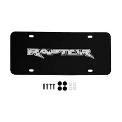 License Plate Black With Laser Etched Raptor Logo