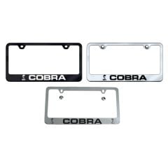 License Plate Frame Stainless Steel With Cobra Logo Mustang 1965-1973
