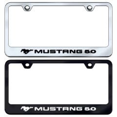 License Plate Frame Stainless Steel With Mustang 5.0 Logo