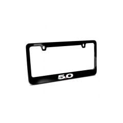 License Plate Frame Black Metal With White 5.0 Logo Mustang 1965-2020