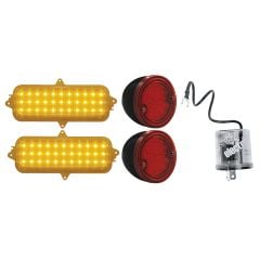 LED Exterior Light Upgrade Kit Stepside Chevy C10 60-66 w/ Black Taillight Housings/ Red Lenses