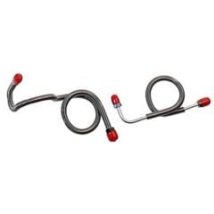 Classic Tube Brake Master Cylinder To Distribution Block Fluid Line Stainless Steel Pair For Power Disc 8/ Mustang 1972-1973