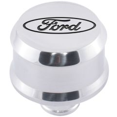Ford Racing Breather Cap Slant Edge Polished With Black Recessed Ford Oval Logo
