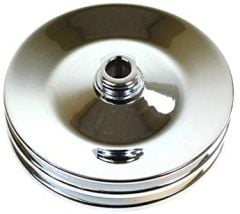 CJ Classic Trucks Power Steering Pulley Double Groove Steel Chrome Press Fit Small Block Chevrolet