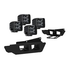 Fog Light Bezel And Mounting Kit With Rigid Industries Dually PRO LED Midnight Spot Lights F-150 Raptor 2017-2020