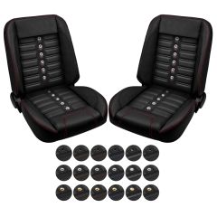 TMI Bucket Seat Sport XR Pro-Series Low Back Black With Brackets Pair F-100 1953-1956