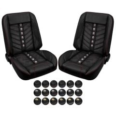 TMI Bucket Seat Sport VXR Pro-Series Low Back Black With Brackets Pair F-100 1953-1956