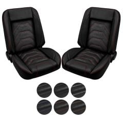 TMI Sport S Pro-Series Low Back Bucket Seat w/ Brackets Pair F-100 67-72 Black
