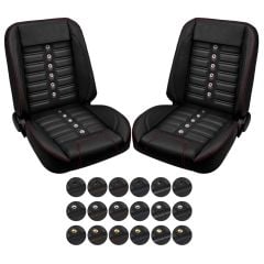 TMI Bucket Seat Sport X Pro-Series Low Back Black With Brackets Pair F-100 1967-1972