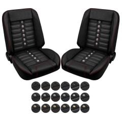 TMI Bucket Seat Sport XR Pro-Series Low Back Black With Brackets Pair F-100 1967-1972