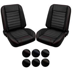 TMI Bucket Seat Sport Pro-Series Low Back Black With Brackets Pair F-100 1948-1952
