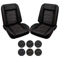 TMI Bucket Seat Sport S Pro-Series Low Back Black With Brackets Pair F-100 1948-1952
