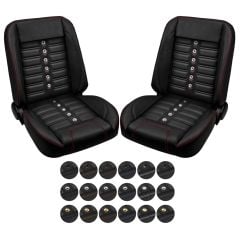 TMI Bucket Seat Sport X Pro-Series Low Back Black With Brackets Pair F-100 1948-1952