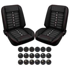 TMI Bucket Seat Sport XR Pro-Series Low Back Black With Brackets Pair F-100 1948-1952