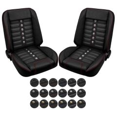 TMI Bucket Seat Sport XR Pro-Series Low Back Black With Brackets Pair Chevrolet C10 1960-1972