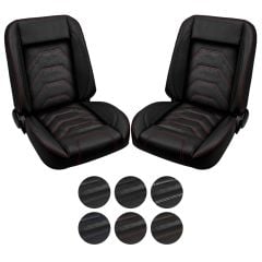 TMI Sport S Pro-Series Low Back Bucket Seat w/ Brackets Pair Chevy C10 73-87 Black