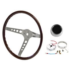 Woodgrain Steering Wheel Kit 14" 3-Bolt With Walnut Finish 1964-1/2 Mustang