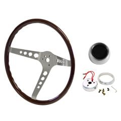 Woodgrain Steering Wheel Kit 14" 3-Bolt With Walnut Finish Mustang 1967-1973