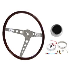 Woodgrain Steering Wheel Kit 15" 3-Bolt With Walnut Finish Mustang 1964-1/2 