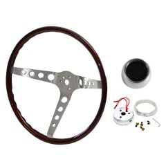 Woodgrain Steering Wheel Kit 15" 3-Bolt With Walnut Finish Mustang 1967-1973