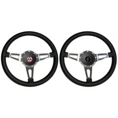 Scott Drake Steering Wheel Kit Corso Feroce Shelby Style Leather And Aluminum 15 9-Bolt With Telescoping Adapter/Horn Button/Emblem Mustang 1965-1966