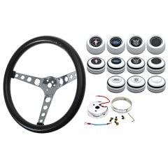 GT Performance Classic 3-Hole 14-1/2" Foam Steering Wheel Kit Mustang 1964-1/2 Chrome 3-Spoke