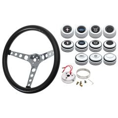 GT Performance Classic Foam 14-1/2" 3-Hole Steering Wheel Kit Mustang 67-80 Chrome 3-Spoke