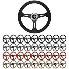 VSW Steering Wheel Kit Sport 14" Leather Wrapped With Black Spokes Mustang 1967-1973