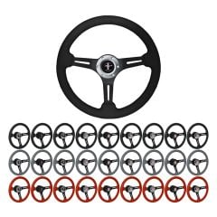 VSW Steering Wheel Kit Sport 14" Leather Wrapped With Black Spokes Mustang 79-82