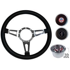 Scott Drake Steering Wheel Kit Corso Feroce Shelby Style Leather And Aluminum 14 9-Bolt With Telescoping Adapter/Horn Button/Emblem Mustang 1965-1966