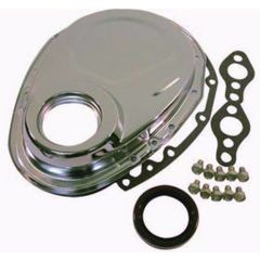 CJ Classic Trucks Timing Chain Cover OEM Style Stamped Steel Chrome Chevy Small Block