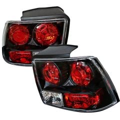 Taillight Assembly Euro Clear With Red Reflectors Black Pair Mustang 1999-2004