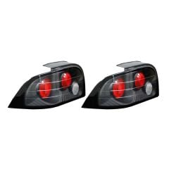 Taillight Assembly Euro Clear With Red Reflectors Black Pair Mustang 1996-1998