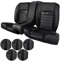 TMI Rear Seat Upholstery And Seat Foam Sport R Series With Pony Logos And Console Pony Coupe Mustang 1965-1966