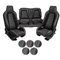 TMI Upholstery With Seat Foam Sport R Series Hi-Back Black Full Set Mustang Fastback 2015-2021