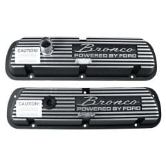 Scott Drake Valve Cover Black Aluminum With Bronco Powered By Ford Logo Pair 289/302/351W Bronco 1966-1977