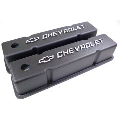 Valve Cover Cast Aluminum Black With Chevrolet Logo Pair Small Block Chevy 1960-1986