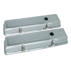 Valve Cover Aluminum Short Polished Ball Milled Pair Small Block Chevy 1960-1986
